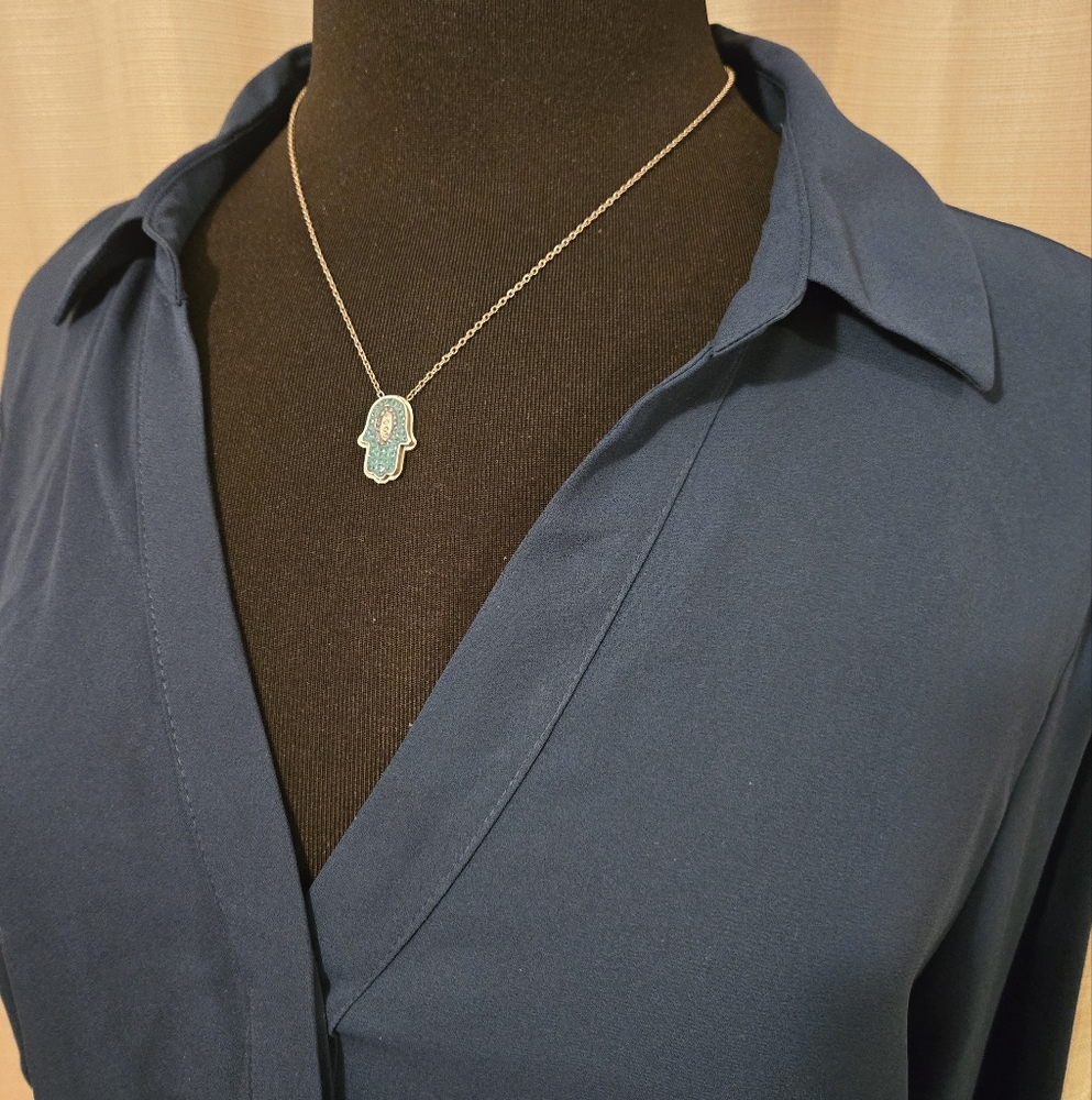Teal Blue NWT Worthington Button-Up Blouse
